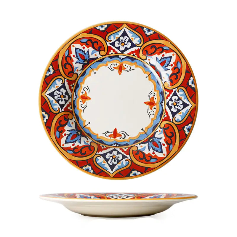 Hand-Painted Ceramic American Plate Bowl Set for Meals