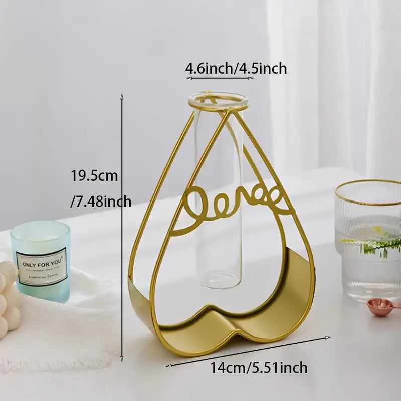 Nordic Metal and Glass Flower Vase for Home Decor