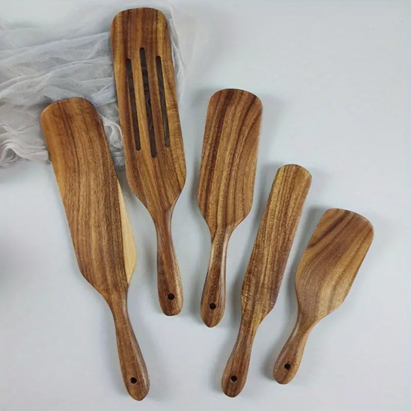 1pc Long Handle Wooden Salad Mixing Shovel Kitchen Utensil