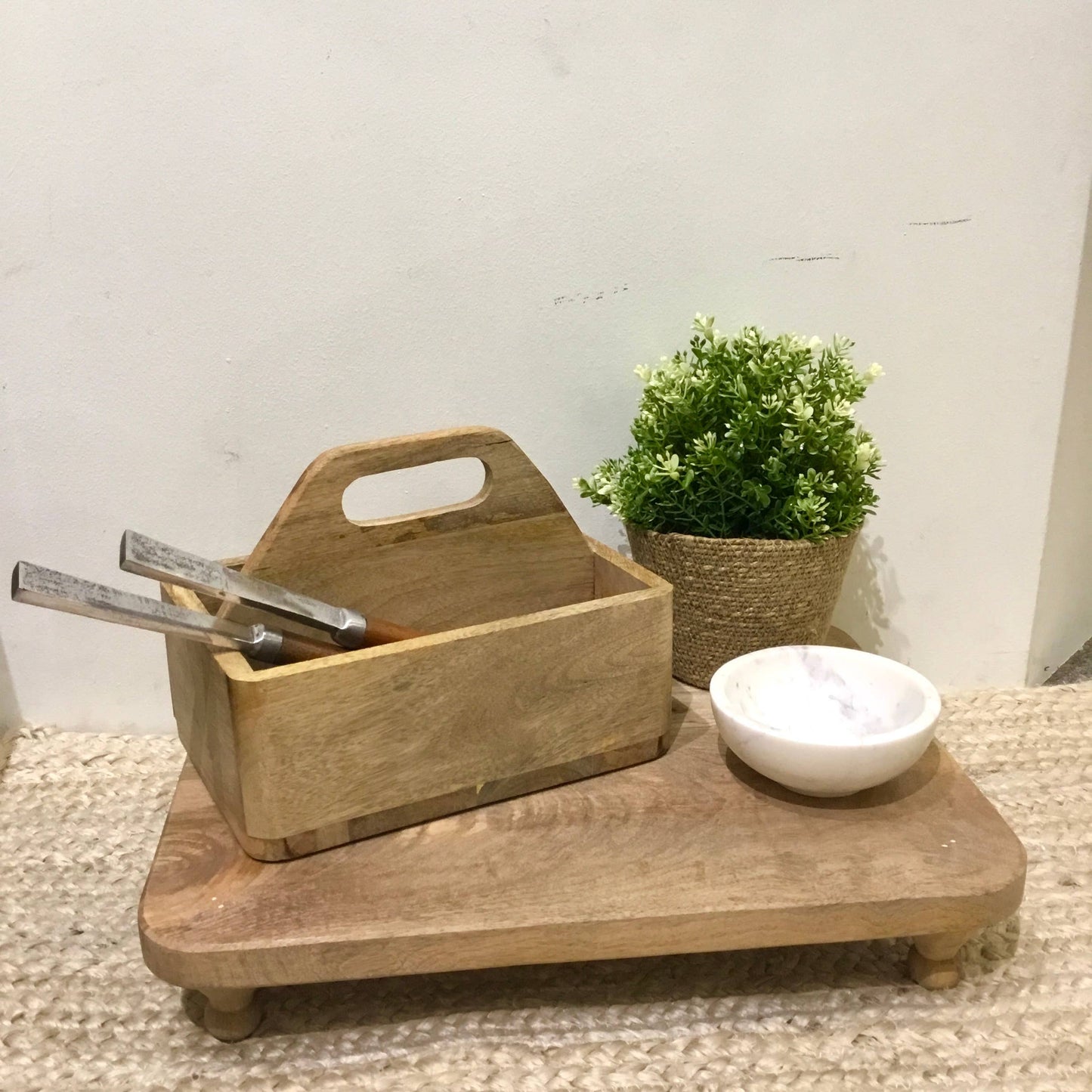 Classic 2-Setion Wooden Caddy w/ Handle