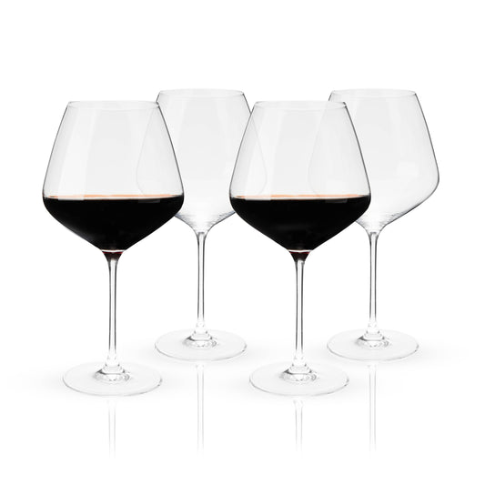 Reserve Inez European Crystal Burgundy Glasses - Set of 4