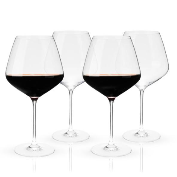 Reserve Inez European Crystal Burgundy Glasses - Set of 4