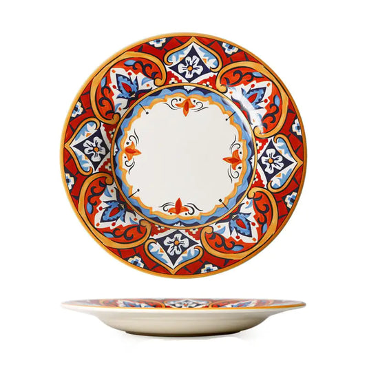 Hand-Painted Ceramic American Plate Bowl Set for Meals