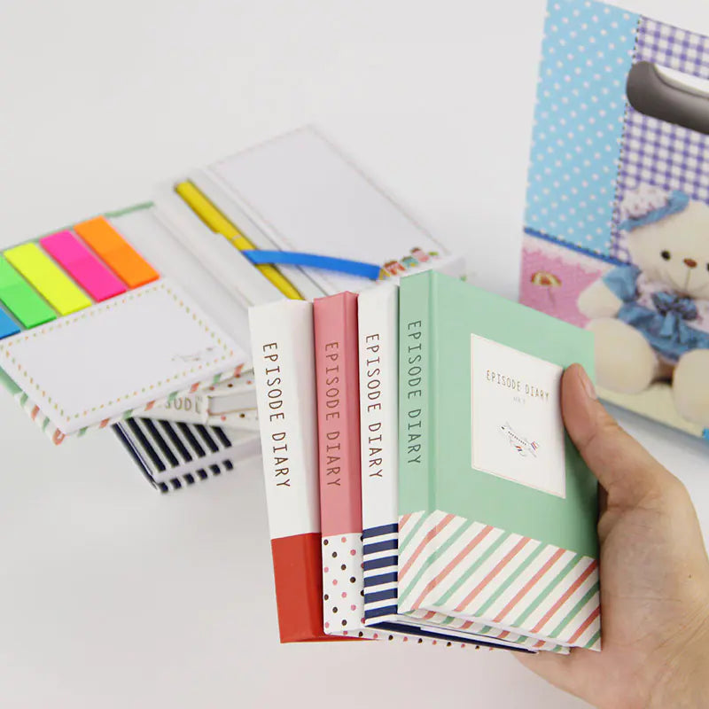 Creative Cute Hard Shell Notebook with Sticky Notes & Pen