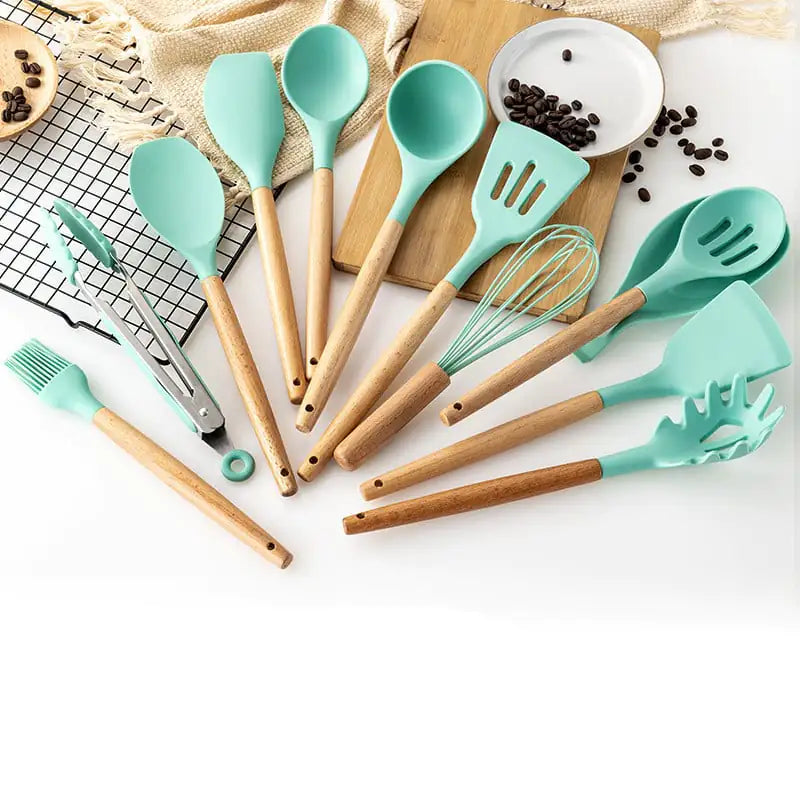 Forest Green Silicone Kitchenware 12-Piece Set