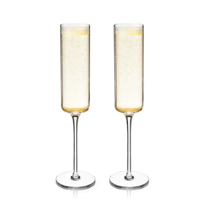 Laurel Crystal Champagne Flutes - Set of 2 in