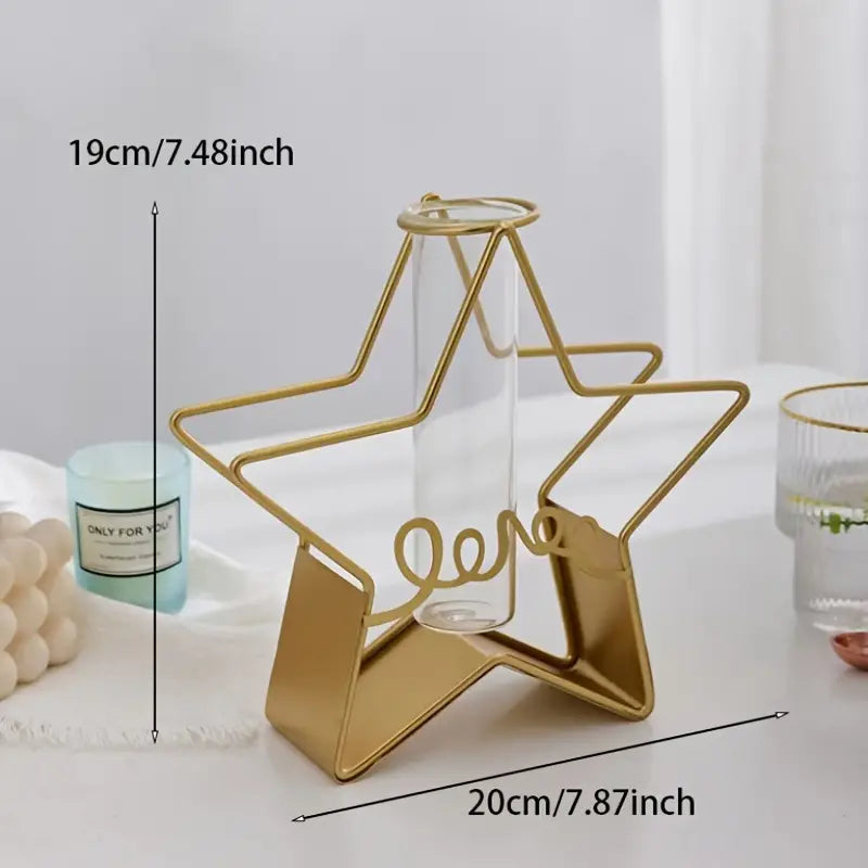 Nordic Metal and Glass Flower Vase for Home Decor