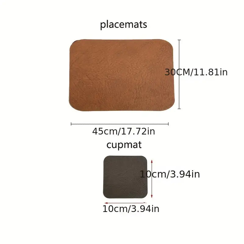 Double-Sided Leather Placemat with Cowhide Pattern