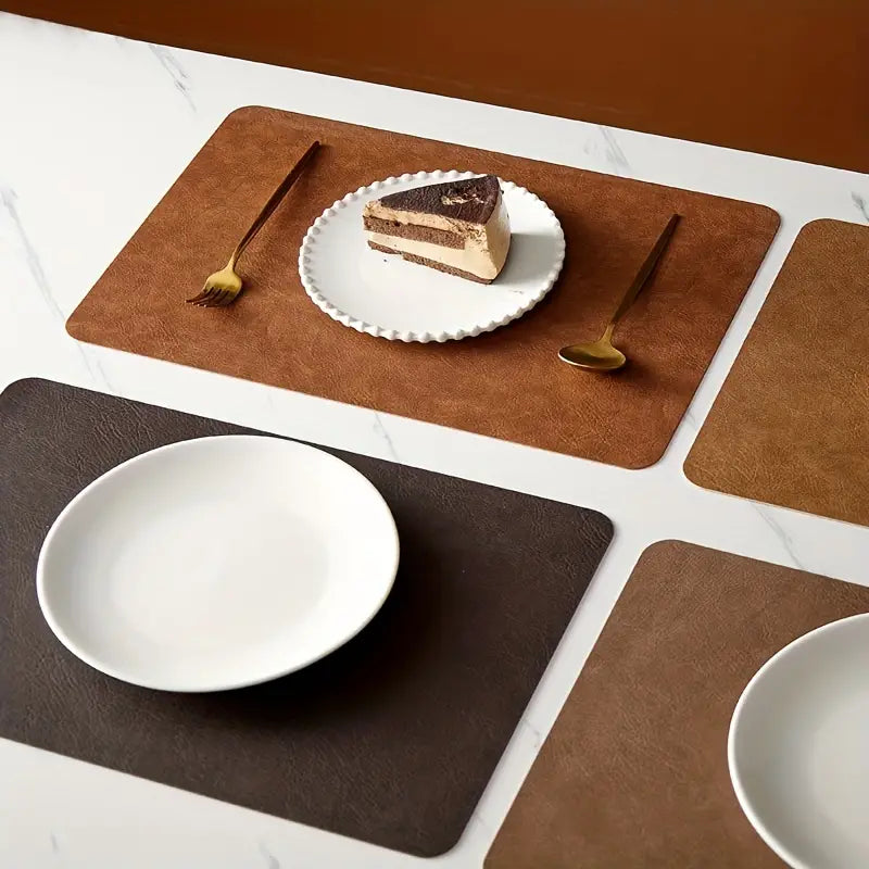 Double-Sided Leather Placemat with Cowhide Pattern