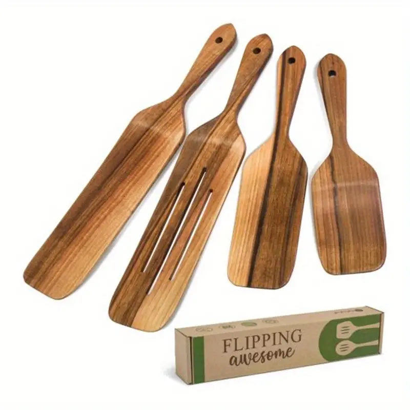 1pc Long Handle Wooden Salad Mixing Shovel Kitchen Utensil