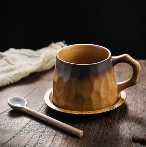 Japanese Vintage Ceramic Coffee Cup and Saucer Set