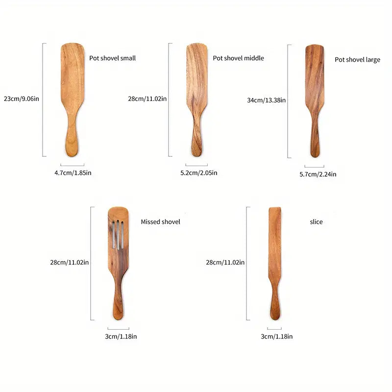 1pc Long Handle Wooden Salad Mixing Shovel Kitchen Utensil